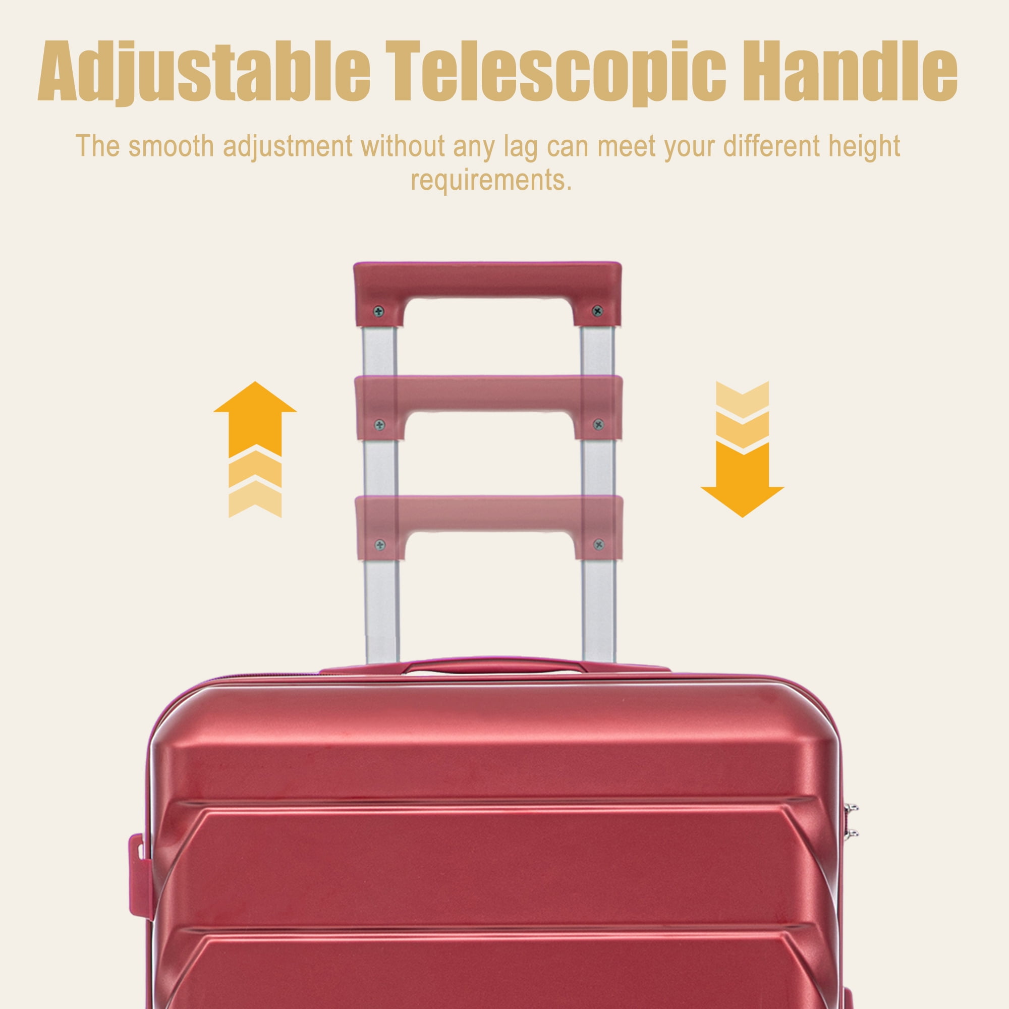 28 Inch ABS Hard Shell Large Travel Checked Luggage (Wine Red)