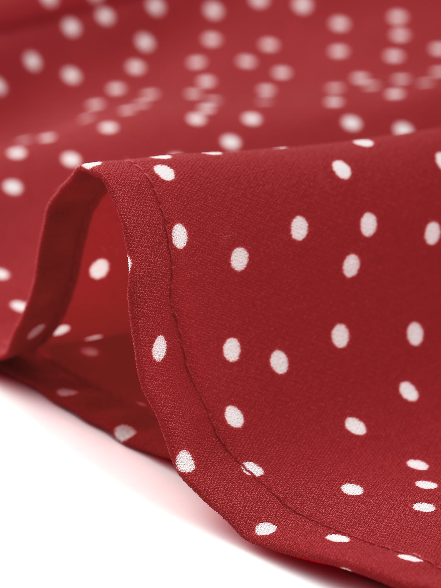 DARING DIVA Women's Polka Dots Peter Pan Collar Puff Sleeve Shirt 3XL Red