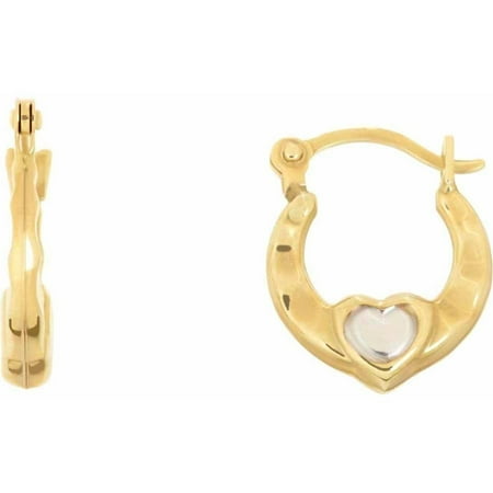 Simply Gold 10k Ribbed Oval Hoop W/heart