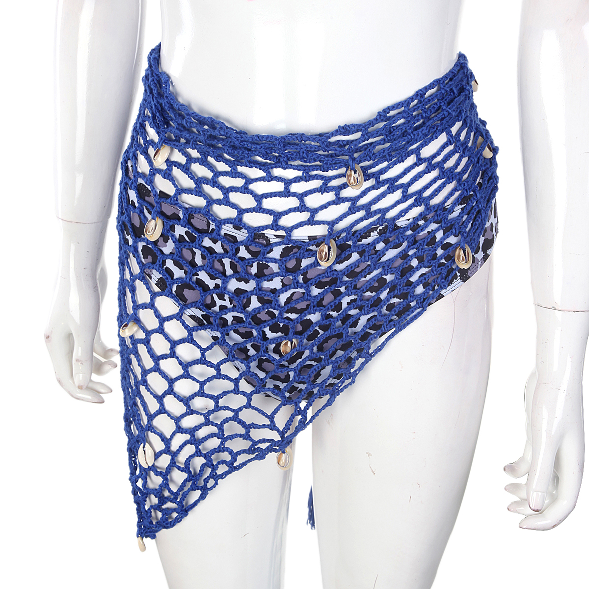 Dewadbow Women Crochet Fishnet Bikini Cover Ups Shell Beach Scarf Mesh Swimwear - image 1 of 6