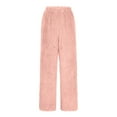 thumbnail image 7 of Women's Plush High Waist Warm Casual Trousers, Fleece Lined Winter Pants with Pockets, Wide Leg Loose Fit Thermal Lounge Pants for Casual Wear, Outdoor Activities, and Cold Weather Protection Pink S, 7 of 7
