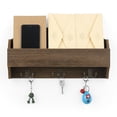 thumbnail image 3 of Rustic Wooden Wall Mounted Mail Sorter Wall Hanging Rack with 3 Double Key Hooks, 3 of 8
