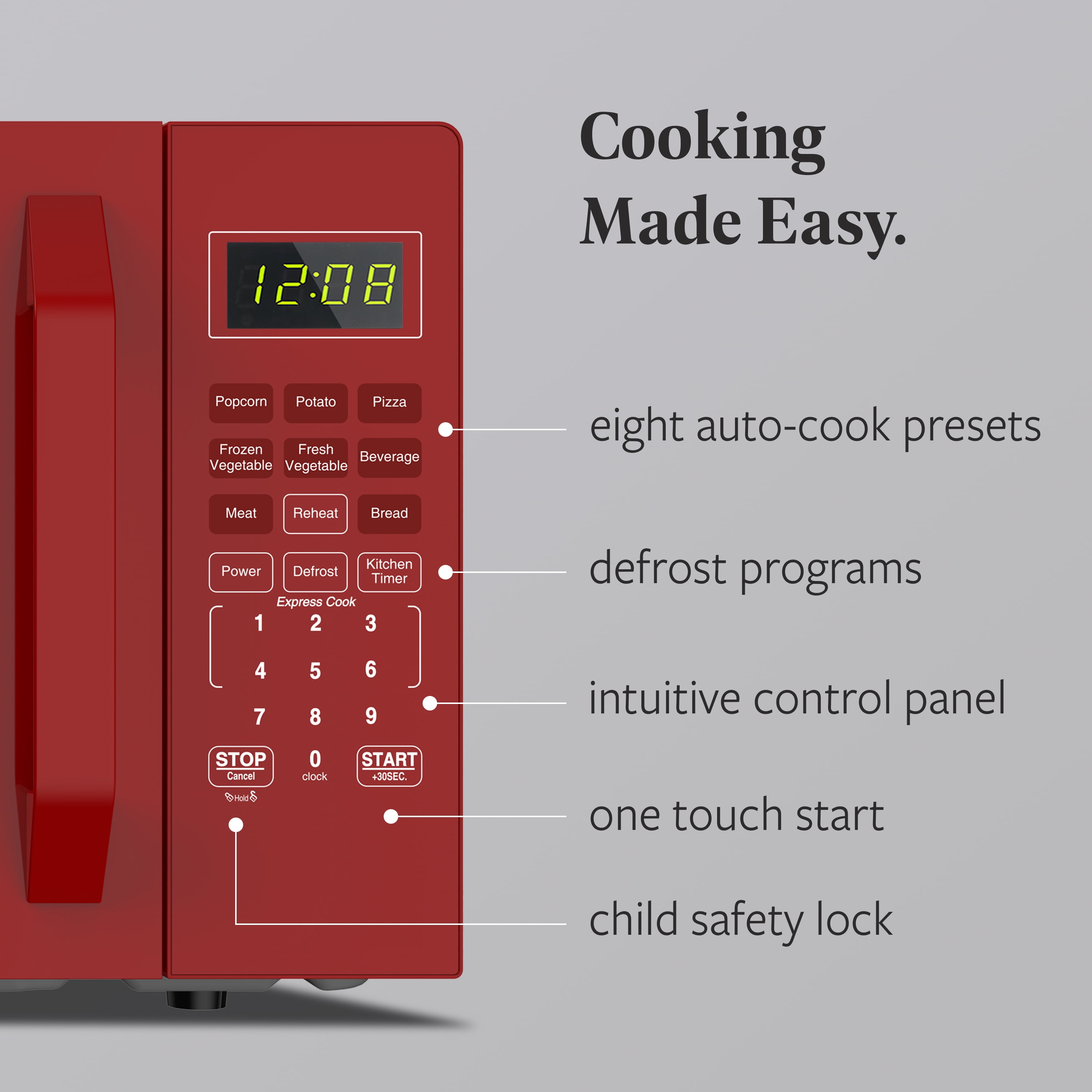 Farberware 1.1 cu ft Microwave Oven,1000W Countertop Microwave Oven with Auto Cook Menu, Red
