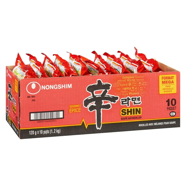 Nongshim Shin Ramyun Noodle Soup in Single Packs, 120g x 10 , Noodle Soup