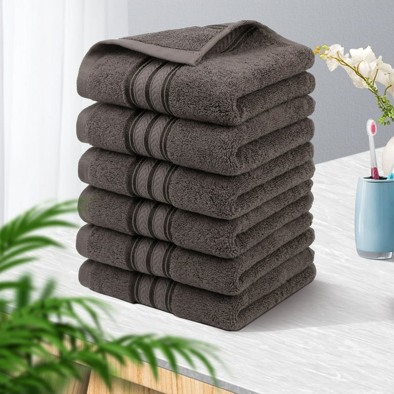 PiccoCasa 6PCS Cotton Soft Hand Towels Set for Bathroom 13 x 29 Camel  Color
