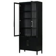thumbnail image 5 of 90'' Tall Storage Cabinet with Glass Doors, Luxurious Wood Bookshelf with Adjustable Shelves, Freestanding Display Cabinet for Living Room, Study, Black, 5 of 9