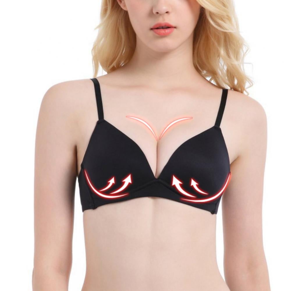 Wirefree Push Up T-Shirt Bra with Wide Wings - Seamless Padded Comfort for  Women