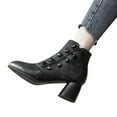 thumbnail image 6 of Fesfesfes Women Boots Boots Retro Thick Heel High Heel Shoes Boots Plus Size Zipper Boots 9(42), 6 of 7