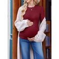 thumbnail image 5 of Weardear 3 Pack Maternity Shirts Ruched Side Long Sleeve Pregnancy Basic T-Shirt Casual Round Neck Pregnant Tops, 5 of 6