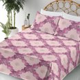 thumbnail image 3 of Ambesonne Floral Fitted & Flat Sheet with Shams 4 Pcs Set, Checkered Rose Square Print, King, Rose Pale Fuchsia, 3 of 5