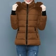 thumbnail image 5 of Maqroz Winter Jackets Women Warm Padded Parka Puffer Jacket Quilted Short Down Coat Thick Parkas Warm Zip Up Jackets with Faux Fur Hood Outerwear, Coffee XXL, 5 of 7