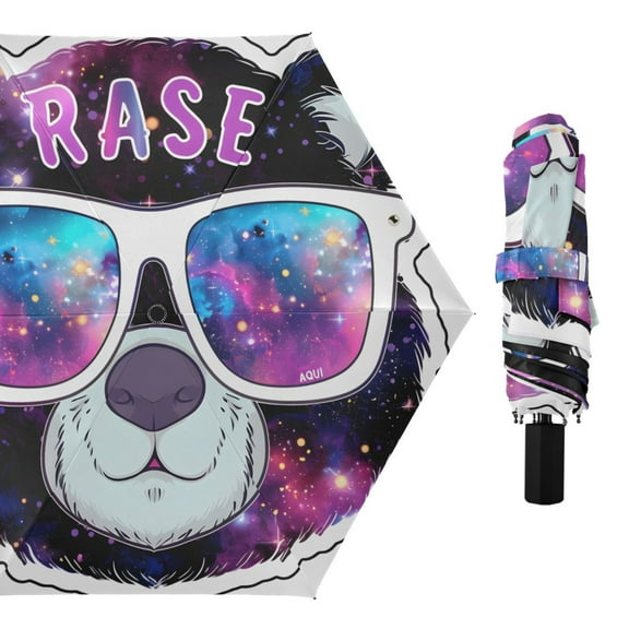 Starry Sky Color Bear Compact Sun Umbrella Windproof Travel Umbrellas for Rain Strong Portable UV Protection