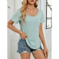 thumbnail image 5 of AherBiu Summer Casual Tops for Women Scoop Neck Short Sleeve Loose Fitting Tunic Top Tees Vintage Tshirts, 5 of 8