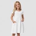 thumbnail image 2 of NOLDARES Girls Dresses Summer Short Sleeve Clothes School Outfits for Kids 2-12 Years(White,13-14 Years), 2 of 9