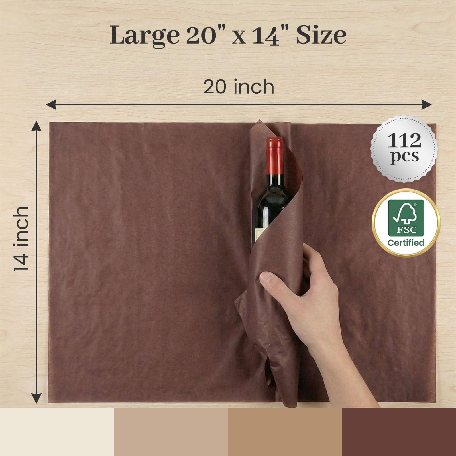 112 Sheets Tissue Paper – 20 x 14 Inch, for Gift Bags, Mother's Day, DIY Crafts, Gift Wrapping, Decor, Available in Blue, Brown, Green, Multi, Orange, Purple, Red, and White