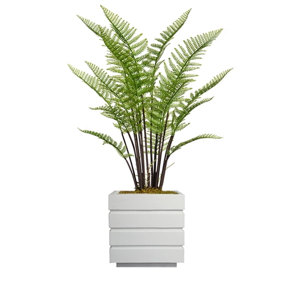 Vintage Home Artificial Faux Real Touch 48" Tall Fern Plant With Burlap Kit And Fiberstone Planter