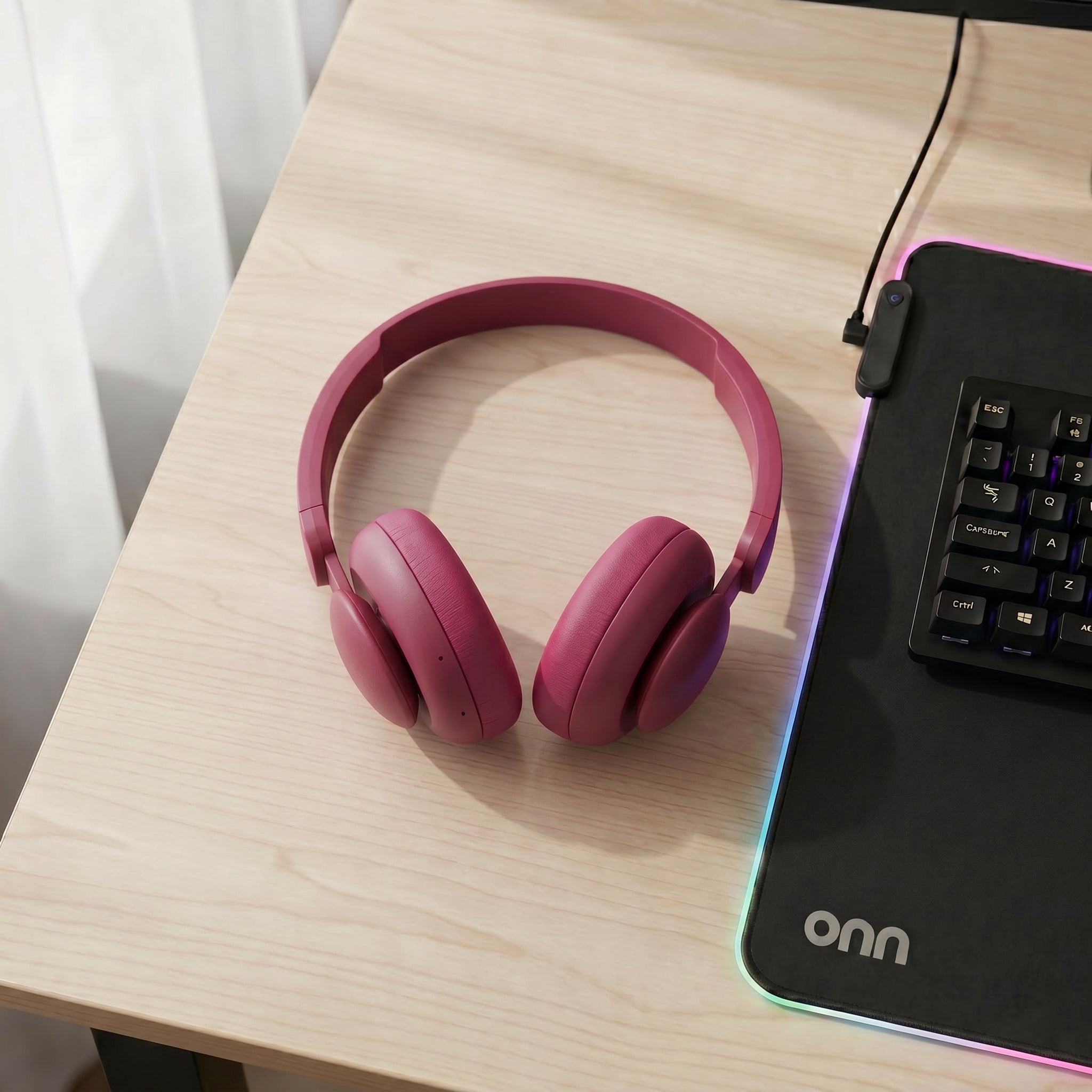 onn Wireless On-Ear Headphones, Cherry