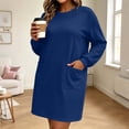 thumbnail image 7 of Ashirexll Long Sleeve Dress for Women Plus Size Loose Long Sleeve Round Neck Solid Color with Pockets Midi Dress, 7 of 7