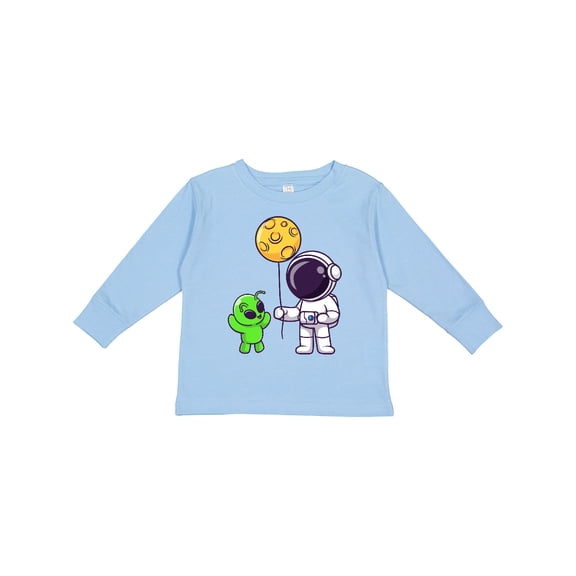 Inktastic Astronaut Holding a Moon Balloon Boys or Girls Long Sleeve Toddler T-Shirt
