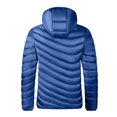 thumbnail image 3 of Mens Leather Jacket Down Alternative Quilted Lightweight Packable Padding Detachable Hood Straight Jacket,Blue,XL, 3 of 3