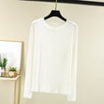 thumbnail image 2 of Taqqpue Long Sleeve Shirts for Women Cotton Crewneck Casual T-Shirts Pajama Tops Loose Solid Casual Home Blouse Shirts Soft Basic Tee Long Sleeve Tops Women, 2 of 6