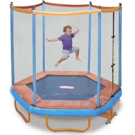Little Tikes Easy Store 7-Foot Folding Trampoline, with Safety Enclosure and Padded Frame,