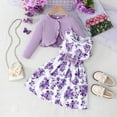thumbnail image 2 of Purple Floral Dress Set for Girls 2-Piece, Sleeveless Dress with Long Sleeve Cardigan Kids to Kids Sizes 2-11 Years,Size 5-6T, 2 of 5