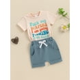 thumbnail image 3 of FEORJGP Kids Toddler Boys Casual Shorts Set 0 6M 12M 18M 2T 3T Infant Baby Short Sleeve T-Shirts Letters Print Tops with Elastic Waist Shorts Little Bply Comfy Summer Outfit for Summer Daily, 3 of 8