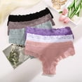 thumbnail image 4 of 6 piezas de ropa interior de algodón para mujer, bragas de bikini de encaje transpirables, bragas de encaje invisibles para mujer., 4 of 5