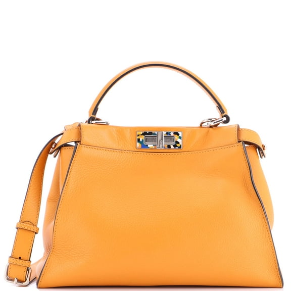 Pre-Owned Fendi Peekaboo Bag Leather with Plexiglass Detail Regular By Rebag