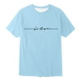 thumbnail image 4 of NINGMENG Hauts et T-Shirts pour Filles, Été, Imprimé Lettre, Col Rond, Manches Courtes, Ample, Décontracté, Bleu, 8-9 Ans, 4 of 4