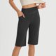 thumbnail image 2 of Pantalones de Yoga de Cintura Alta para las Mujeres Color Sólido Cadera Bolsillos Elásticos Medio Pantalones Cortos, Pantalones Deportivos de Fitness, Poliéster Toda la Temporada, 2 of 6