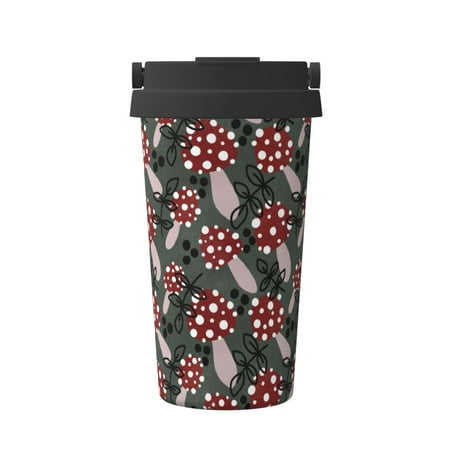 

KLL Autumn Forest Mushrooms Pattern Stainless Steel Vacuum Insulated Tumbler - Carry Insulated Coffee Mug - Reusable Insulated Cold Brew Iced Coffee Cup Thermos