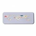 thumbnail image 1 of Floral World Map Computer Mouse Pad, Retro Style Map with Pastel Toned Blossoms Kids Girls Atlas Illustration, Rectangle Non-Slip Rubber Mousepad Large, 31" x 12", Cream Lilac, by Ambesonne, 1 of 2
