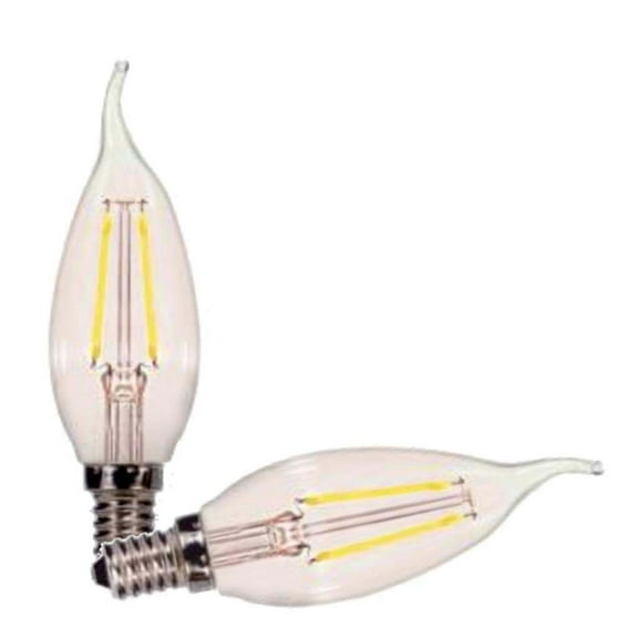 2Pk - Satco 4.5w CA10 Flame LED Filament E12 Base 2700k Dimmable - 40w Equiv