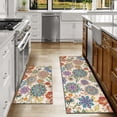 thumbnail image 2 of Boho Floral Kitchen Rugs Set of 2, Bohemian Vintage Floral Anti-Slip Washable Mat, Boho Farmhouse Kitchen Decor Anti-Fatigue Rug for Kitchen Sink Laundry Room, 17x30+17x47 inch, 2 of 6