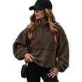 thumbnail image 5 of QUNYINEY Half Zip Womens Plus Sherpa Fleece Jacket Lightweight Outerwear Jackets Warm Long Sleeve Solid Color Stand Colla Coats, 5 of 8
