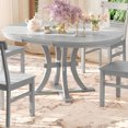 Rustic Gray 5Piece Round Pedestal Extendable Dining Table Set with 15.