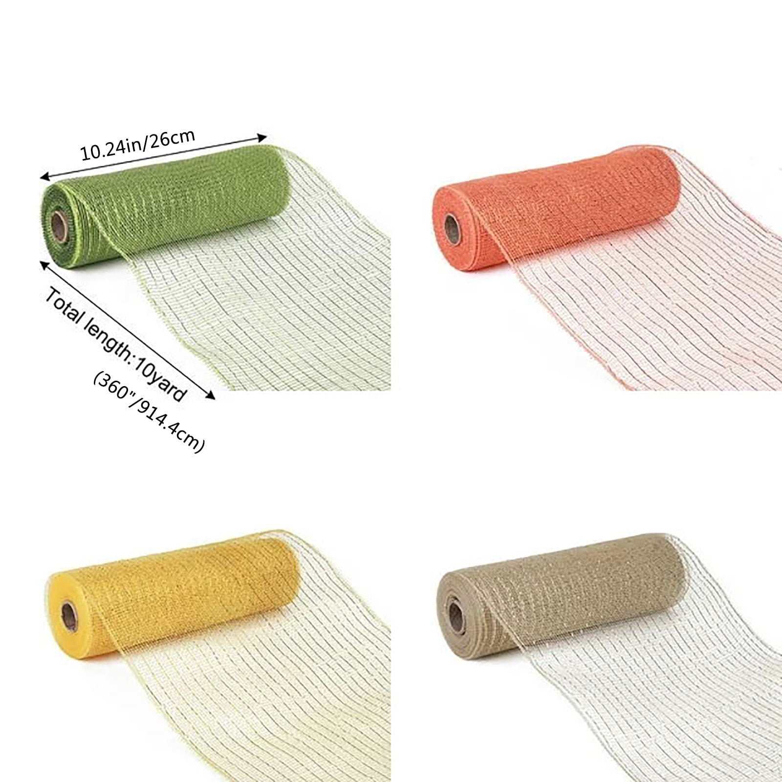 WDOEID Christmas Decorations 4 Deco Mesh Ribbon 10 Inch X 30 Feet Each Roll Poly Mesh Metallic Foil Ribbon Thanksgiving Or Fall Ribbon For Wreath Decoration DIY Crafts Making Supplies
