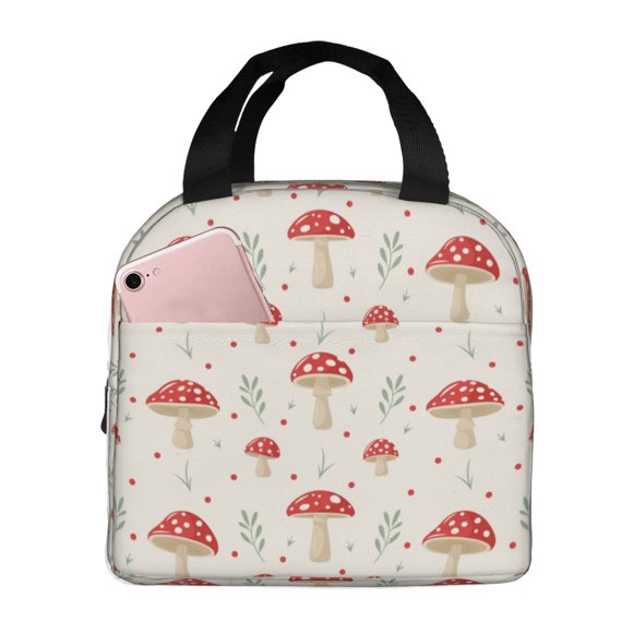 Easygdp Mushroom Bolsa Térmica Premium - Tela Oxford Impermeable, Gran Capacidad, Bolsillo Frontal, Unisex para Trabajo, Escuela, Actividades al Aire Libre y Picnics