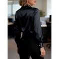 thumbnail image 4 of Deago Women's Long Sleeve Satin Blouse Twist Front Business Casual Dressy Elegant Shirts Office Work Tops (Black, M), 4 of 9