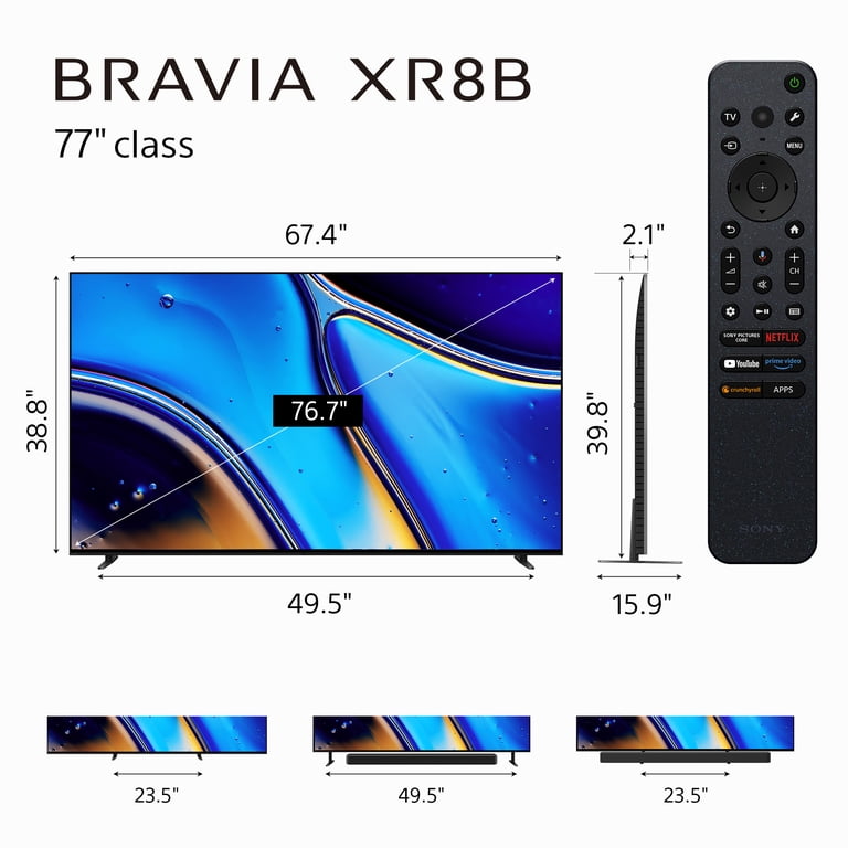 Sony 77” class BRAVIA XR8B OLED 4K HDR Smart Google TV K-77XR8B
