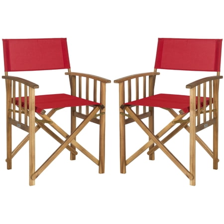 Safavieh Laguna Outdoor Patio Director Chair, Set of 2 - Natural/Red