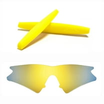 Walleva 24K Gold Polarized Lenses And Yellow Earsocks For Oakley M Frame Sweep Sunglasses