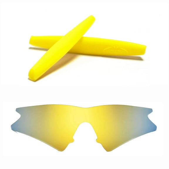 Walleva 24K Gold Polarized Lenses And Yellow Earsocks For Oakley M Frame Sweep Sunglasses