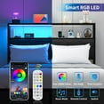 thumbnail image 6 of Full Size Bed Frame with LED Storage Headboard Shelf, Bed Metal Platform with Charging Station, Black, 6 of 9