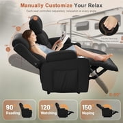 Loveseat Recliner Sofa, Manual Recliners with USB, Cup Holders & Storage Pockets, Pebbled Fabric Reclining Couch for Camper, Home Theater, Black