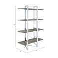 thumbnail image 6 of Natural and Chrome 4-Shelf Bookshelf,Natural Wood+Metal Furniture Primary Living Space Display Shelving Etageres, 6 of 6