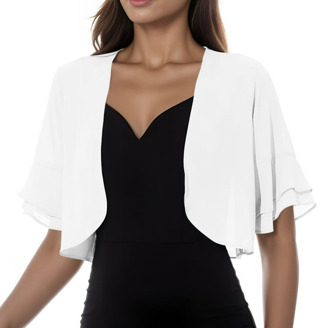 Cardigan Élégant pour Femme, Design en Maille Léger, Manches Courtes Irrégulières, Tenue Décontractée pour la Plage et les Vacances