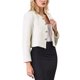 thumbnail image 4 of Chaqueta de tweed corta con botones sin cuello de INSPIRE CHIC para mujer en color beige y blanco, 4 of 5